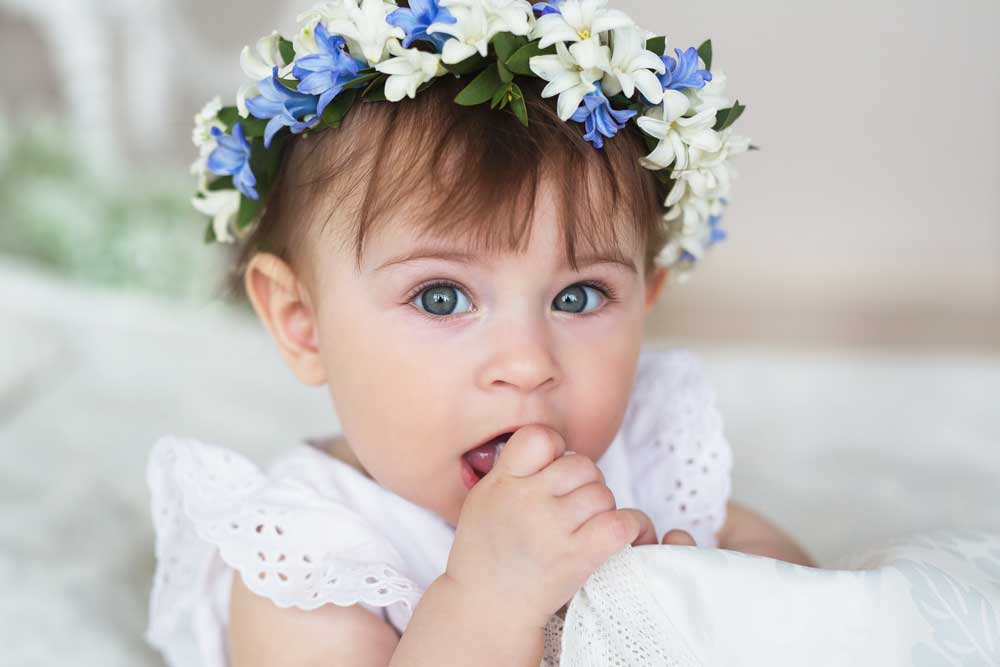 toddler girl with floral crown